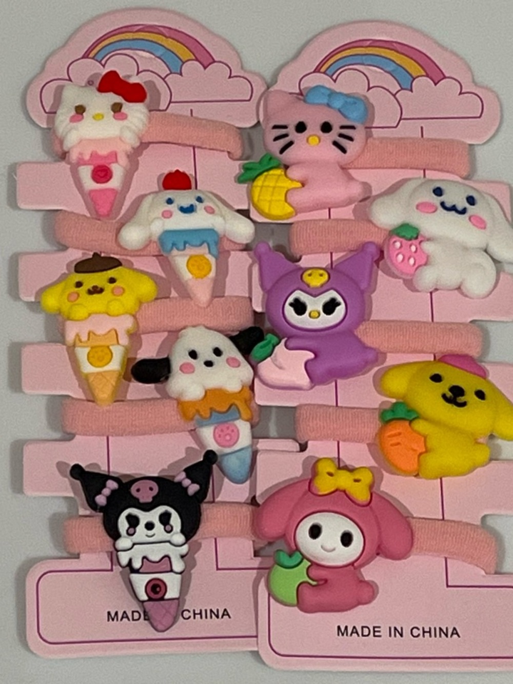 Sanrio-Inspired Pink Character Kids Hair Ties - 12-Pack